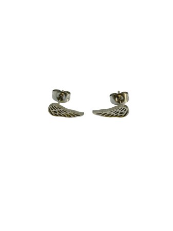 earrings steel silver stud angel wings